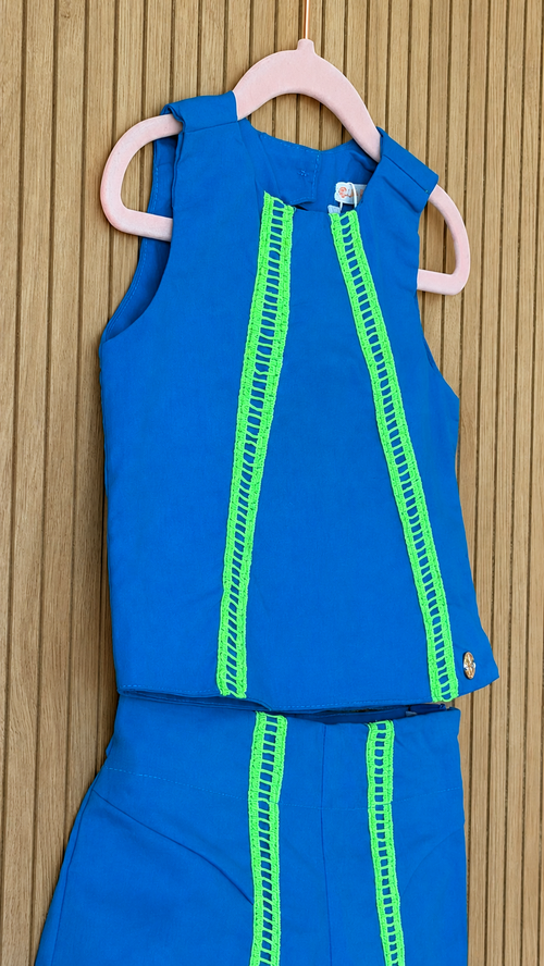 Electric Blue & Neon Green Two-Piece Set