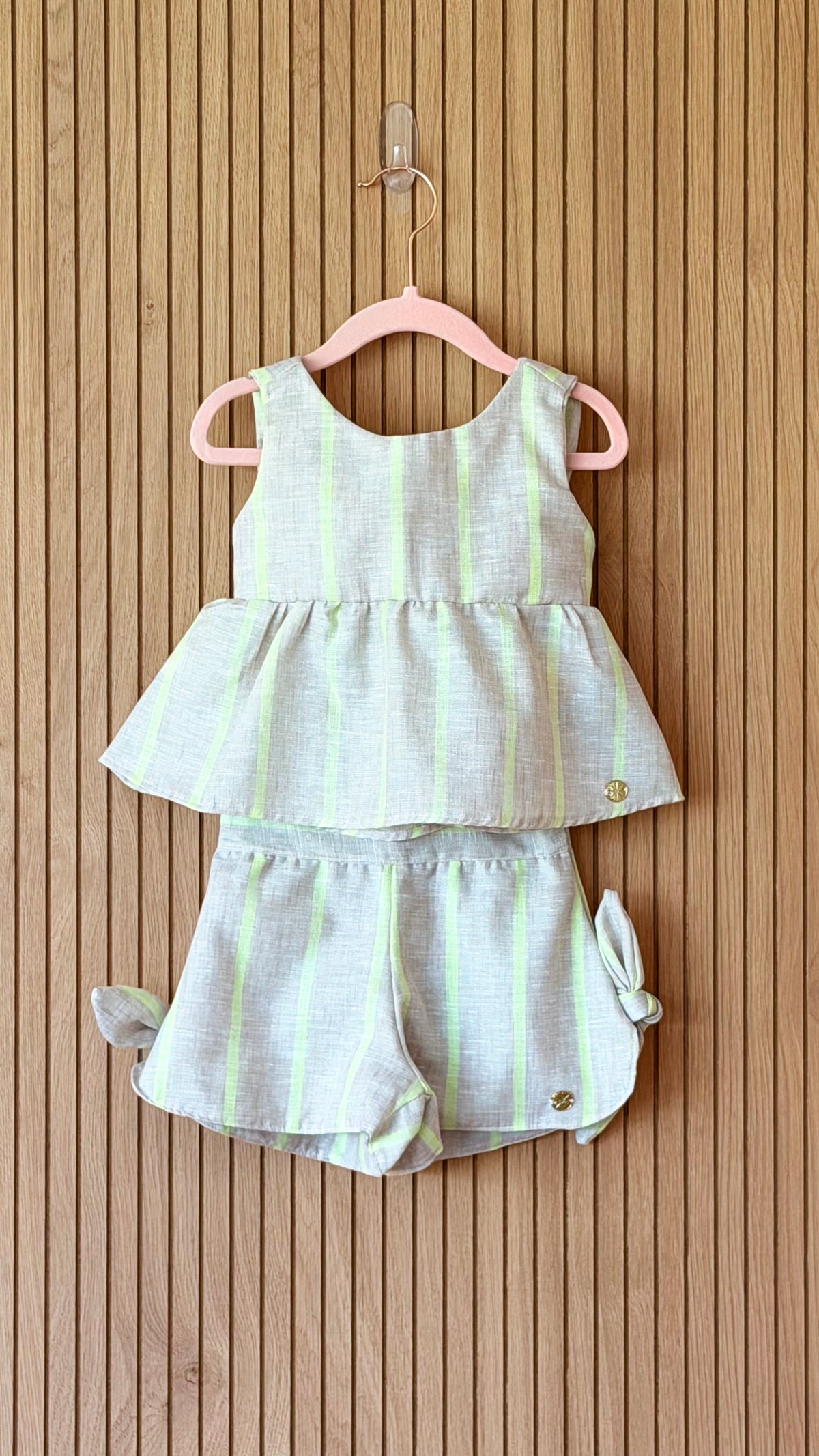 Neon Stripe Bow Shorts Set
