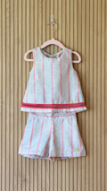 Neon Coral Stripe Cotton Two-Piece Set