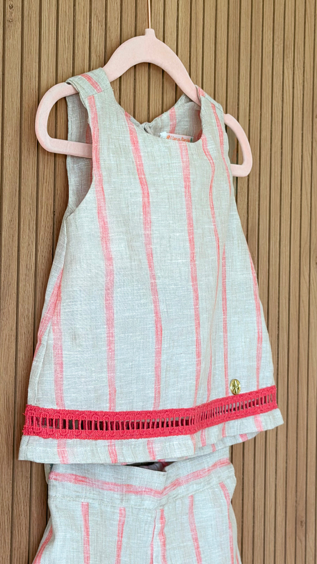 Neon Coral Stripe Cotton Two-Piece Set