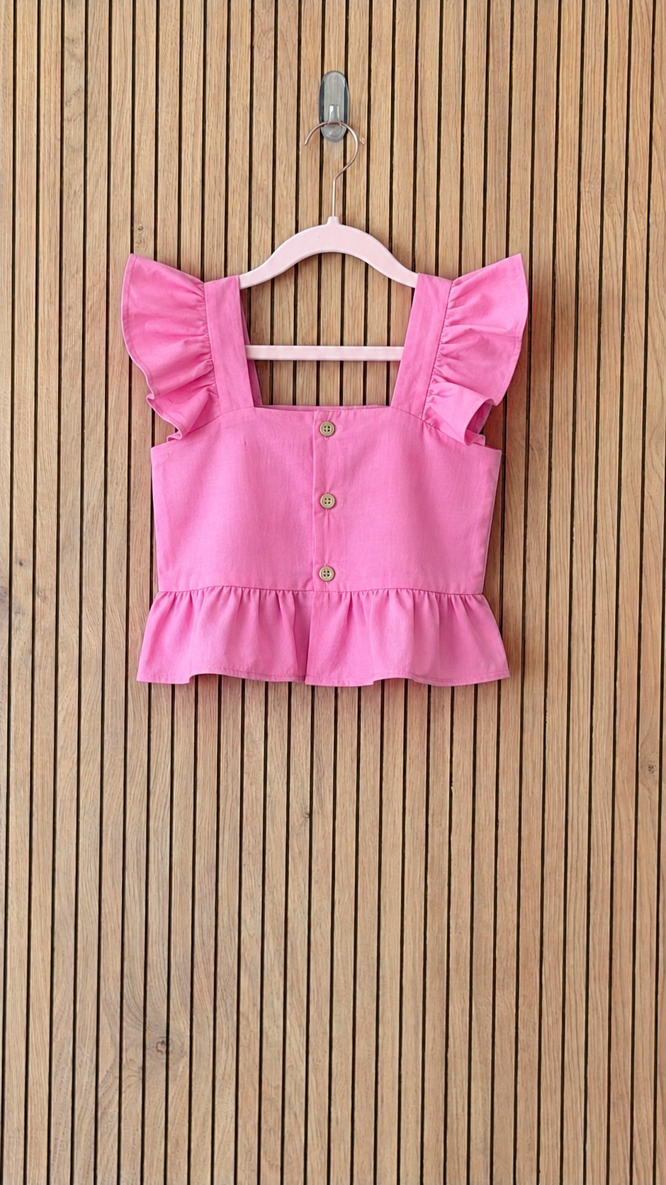 Pink Ruffle Sleeve Top