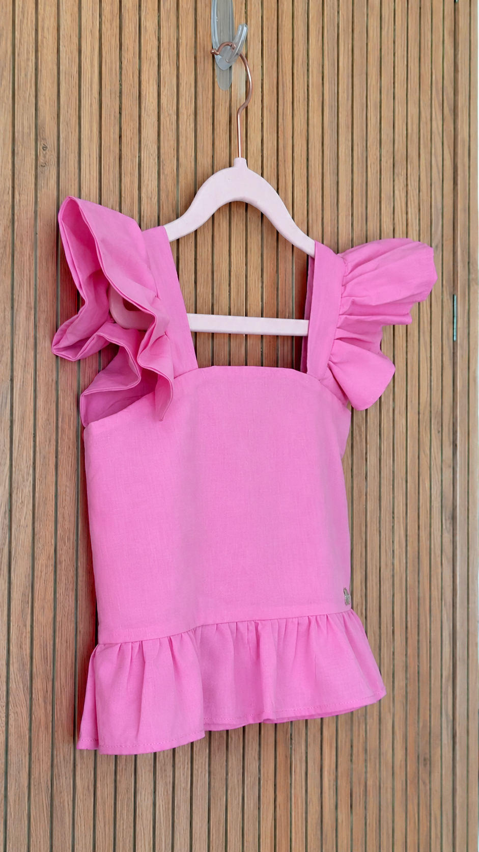 Pink Ruffle Sleeve Top