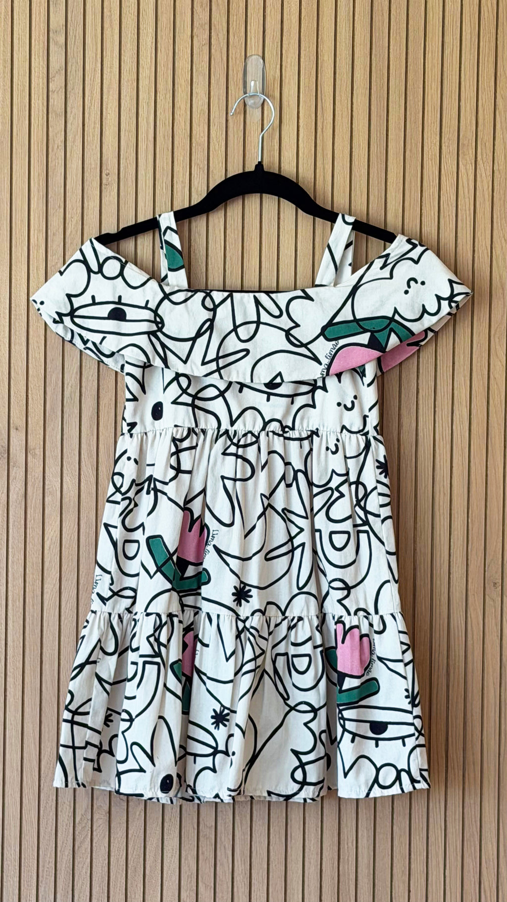 Abstract Floral Off-the-Shoulder Dress