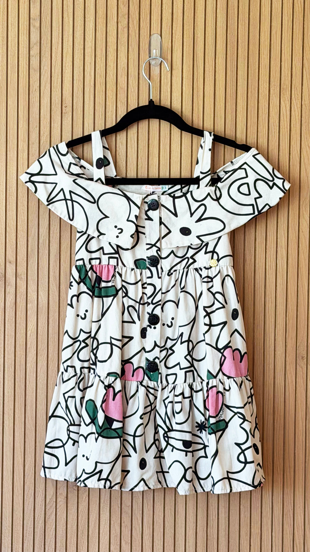 Abstract Floral Off-the-Shoulder Dress