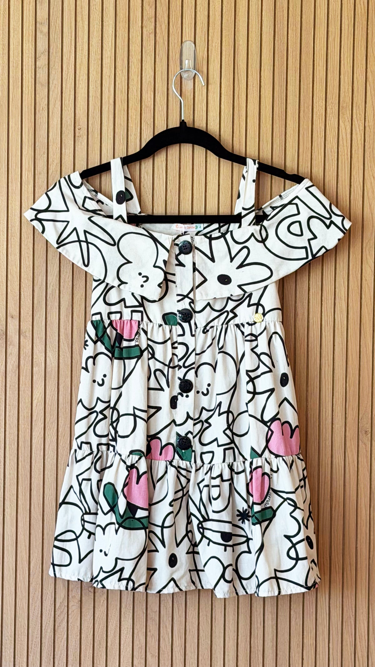 Abstract Floral Off-the-Shoulder Dress