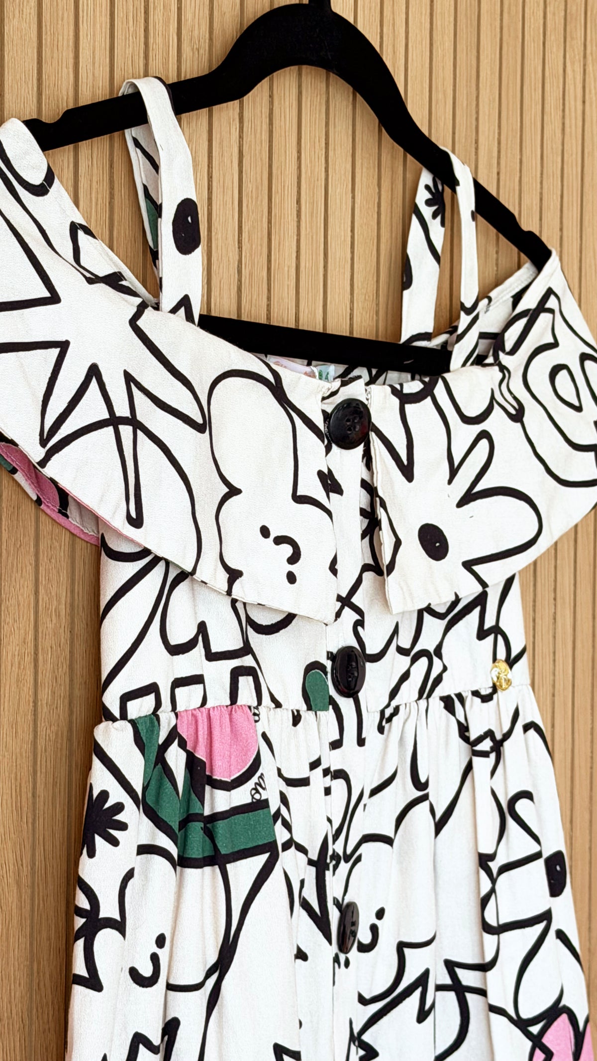 Abstract Floral Off-the-Shoulder Dress