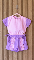 Lilac & Pink Ruffle Shorts Set