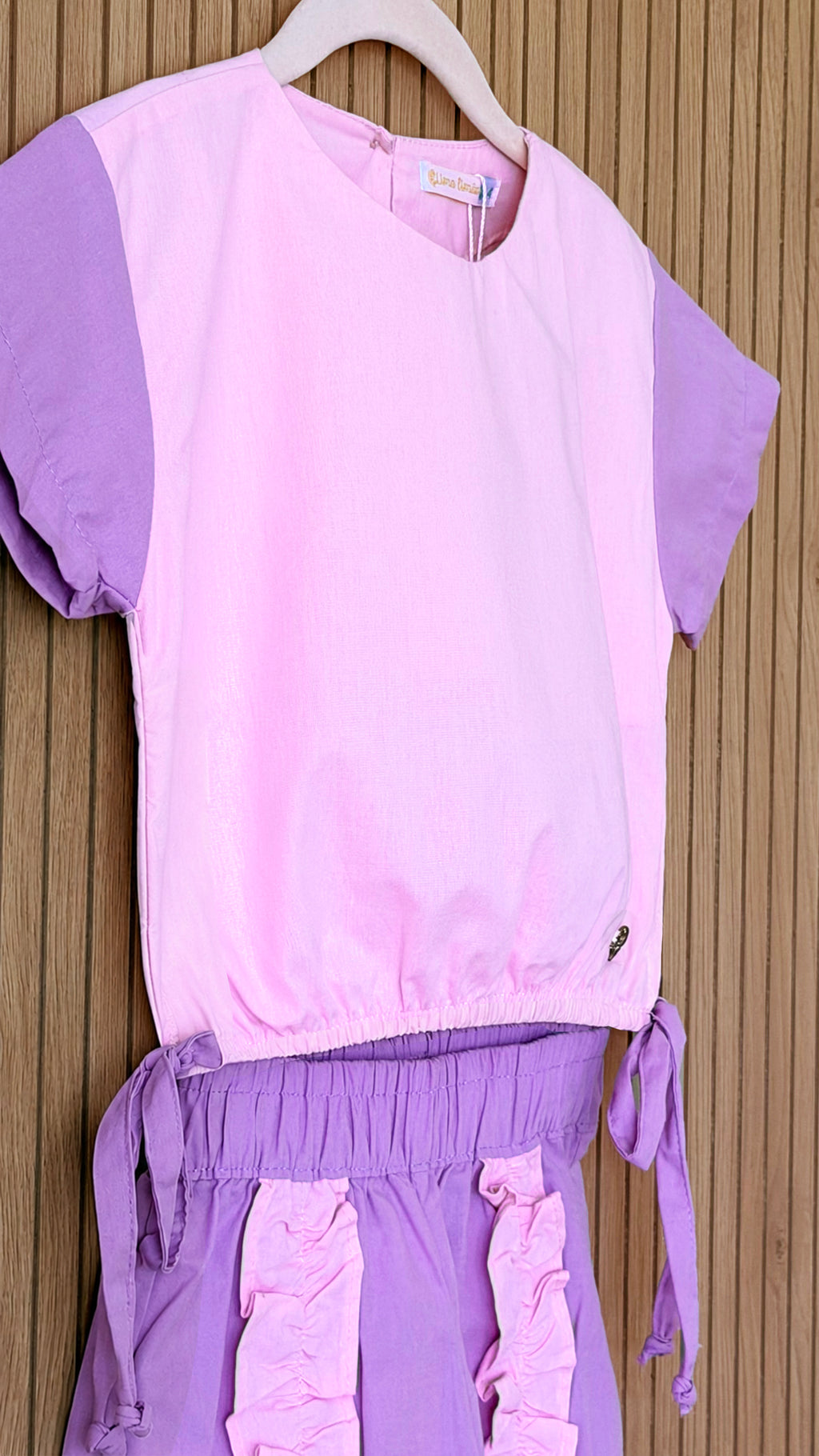 Lilac & Pink Ruffle Shorts Set