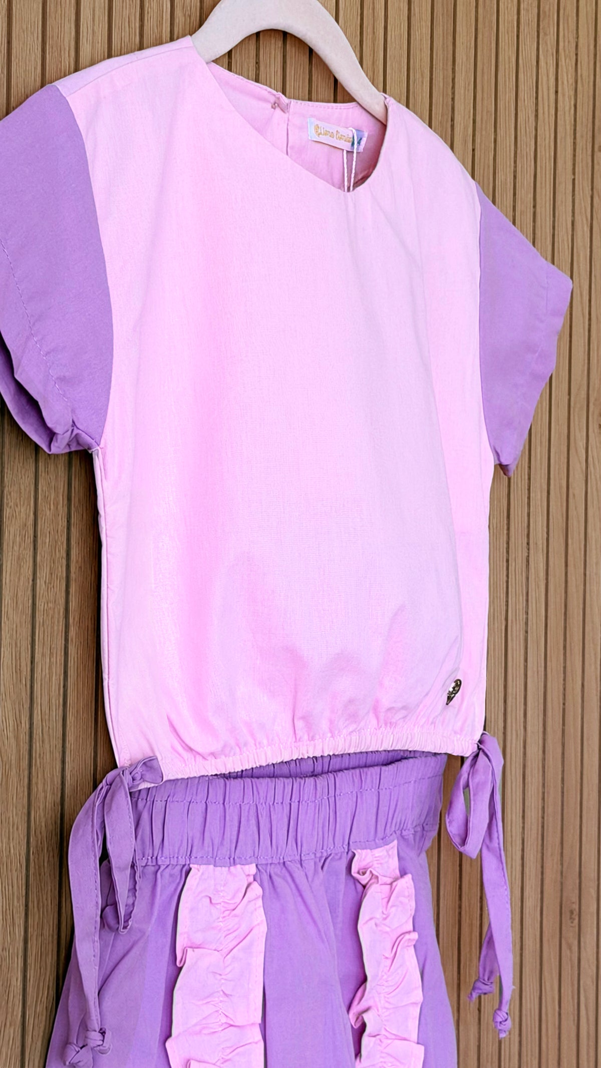 Lilac & Pink Ruffle Shorts Set