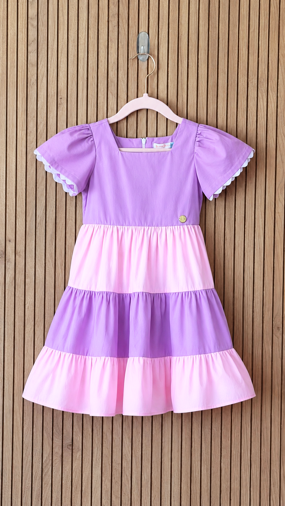 Lilac & Pink Colorblock Tiered Dress
