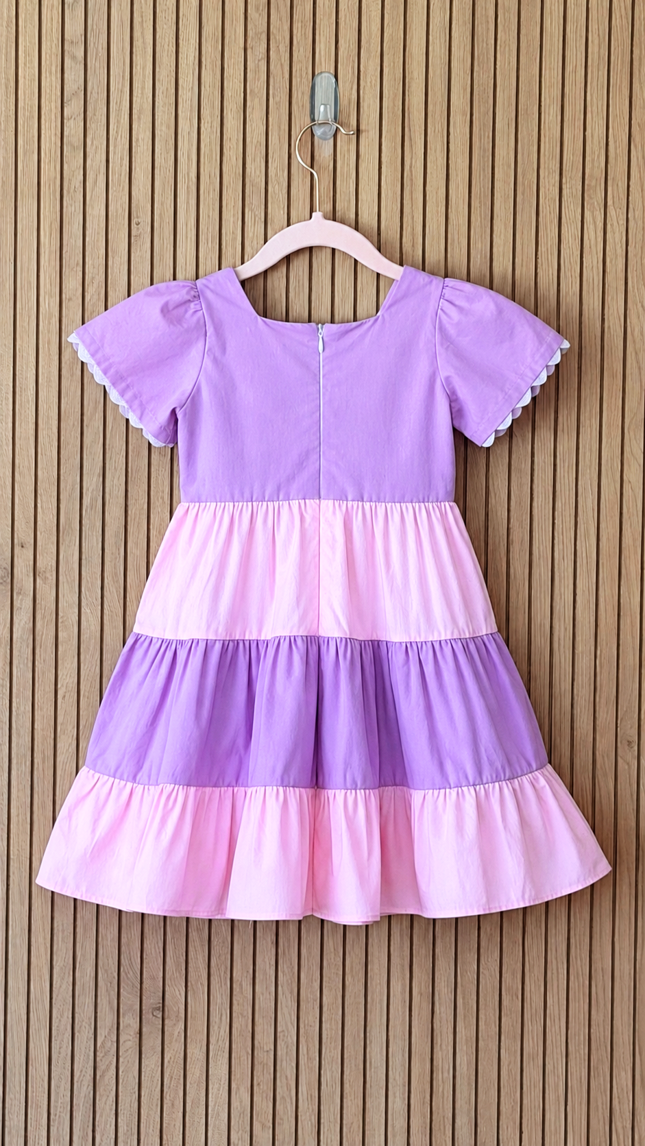Lilac & Pink Colorblock Tiered Dress