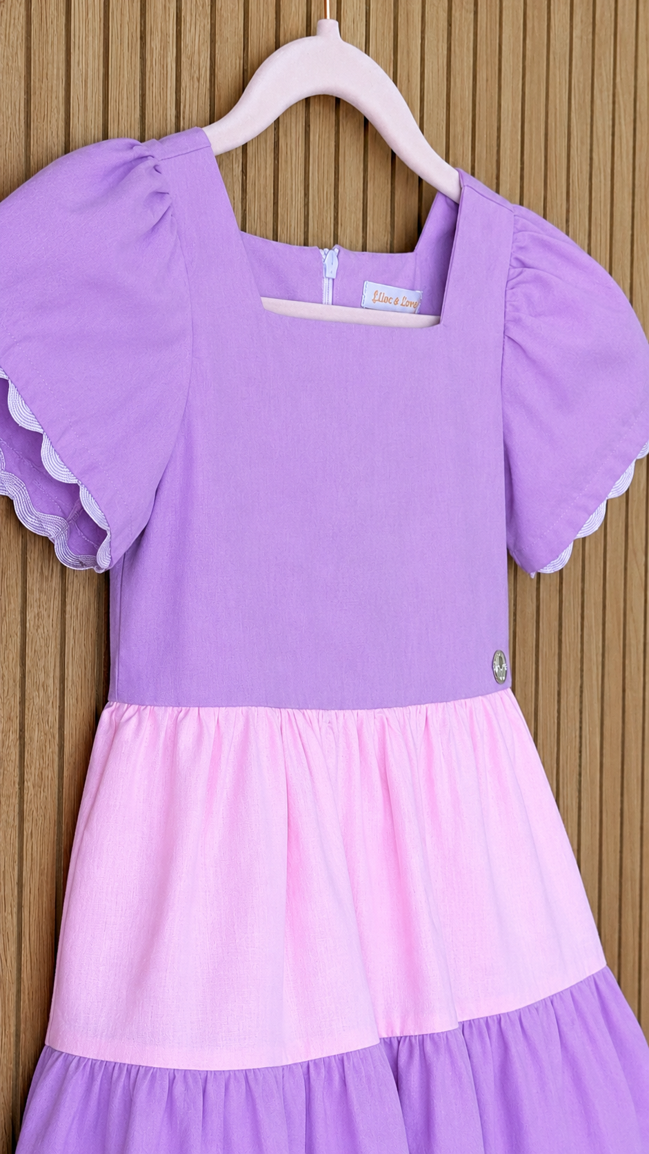 Lilac & Pink Colorblock Tiered Dress