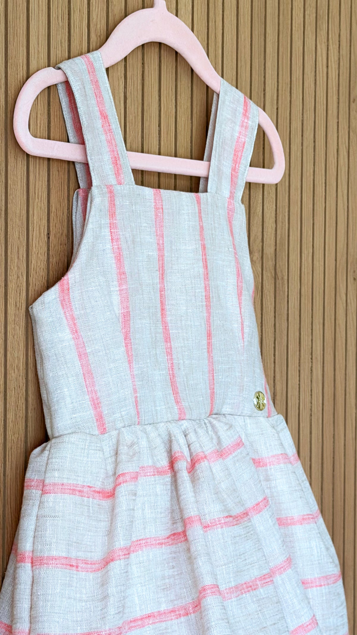 Coral Stripe Tiered Dress