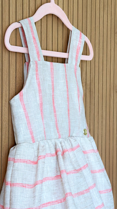 Coral Stripe Tiered Dress